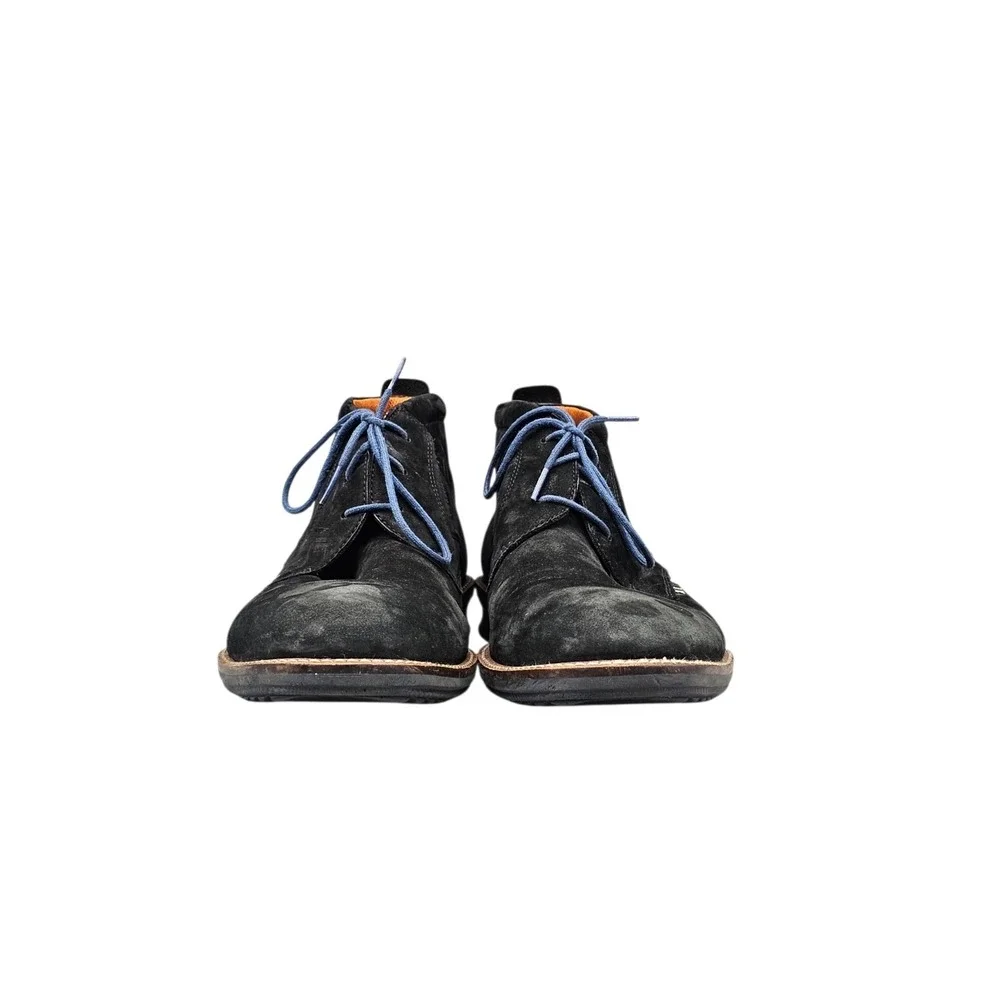 Ecco Men's Size 10 EUC Hybrid Black Nubuck Leather Blue Sole Chukka Boots Shoes